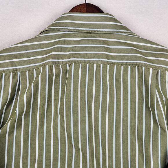 Hollister Men's Cotton Stiped Button Down Shirt SZ XL Green/White EUC - Picture 8 of 16
